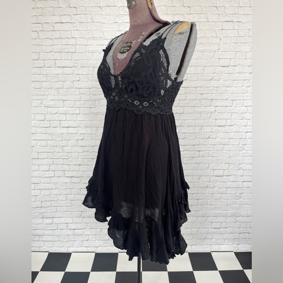 Free People Black Adella Lace Slip Dress medium - Picture 6 of 8